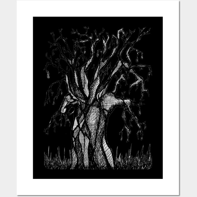 Black Baobab Artistic Line Drawing Wall Art by Tony Cisse Art Originals